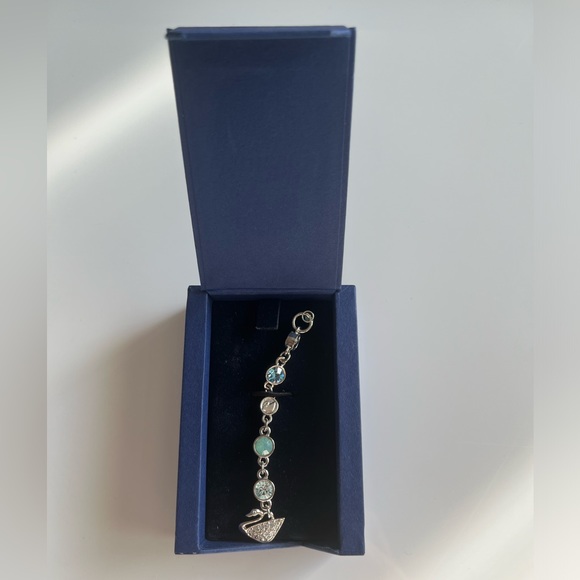 SWAROVSKI Signed Blue Rhinestone Phone Charm NWT - Picture 9 of 10